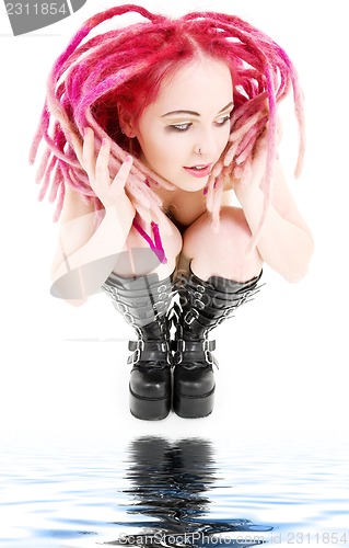 Image of pink hair girl in high boots