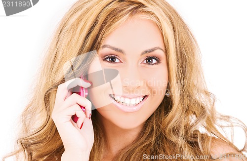 Image of happy woman with cell phone