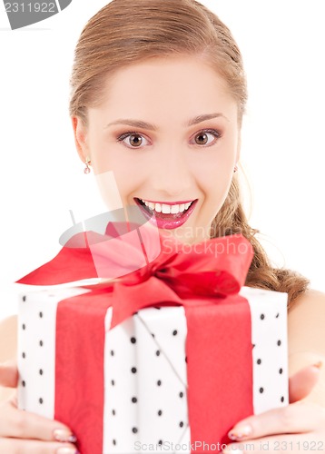Image of happy girl with gift box