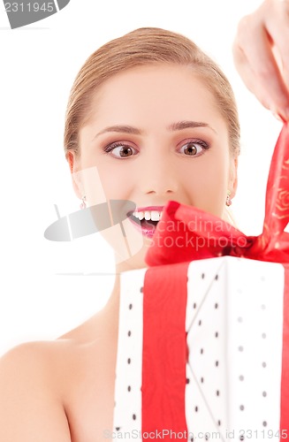 Image of happy girl with gift box