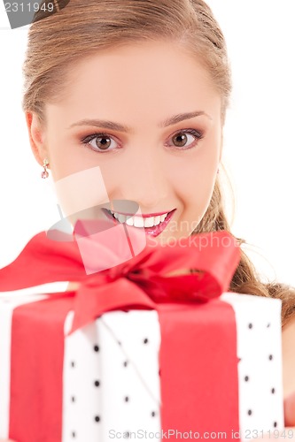 Image of happy girl with gift box