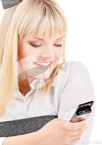 Image of happy woman with cell phone