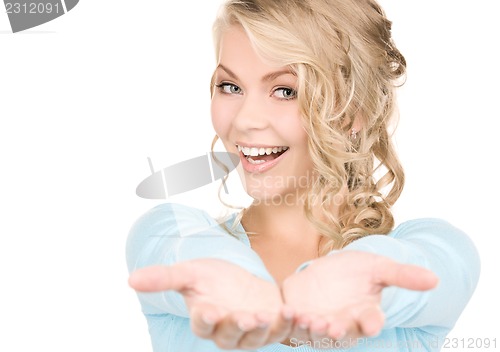 Image of woman showing palms