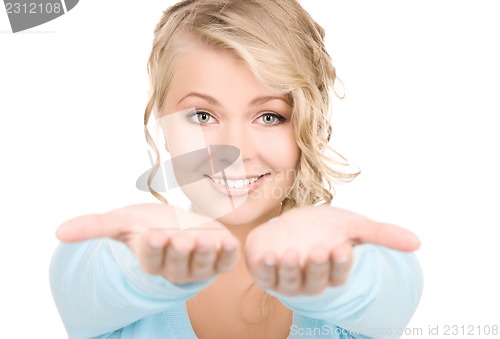 Image of woman showing palms