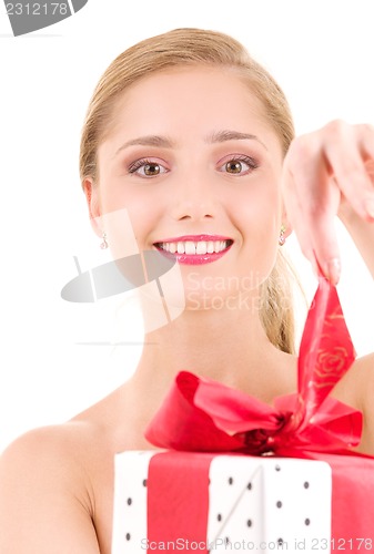 Image of happy girl with gift box