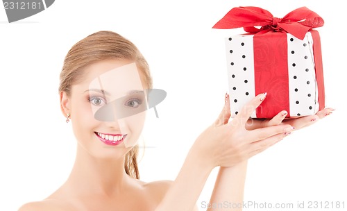 Image of happy girl with gift box