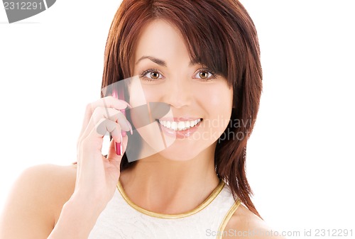 Image of happy woman with cell phone