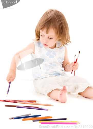 Image of little girl with color pencils