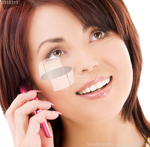Image of happy woman with cell phone