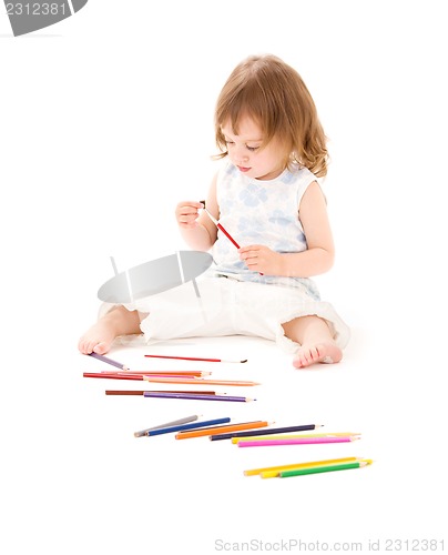 Image of little girl with color pencils