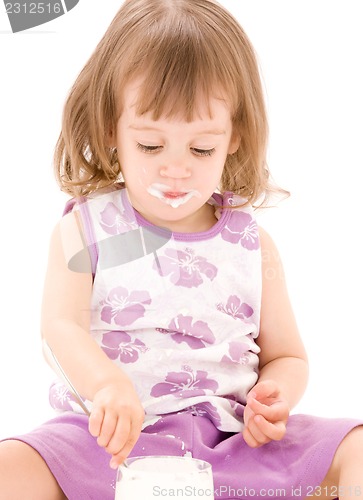 Image of little girl with yogurt