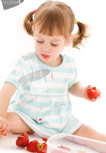 Image of little girl with strawberry