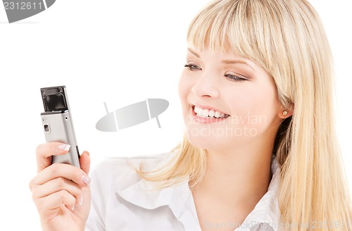 Image of happy woman with cell phone