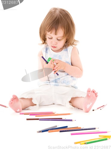 Image of little girl with color pencils