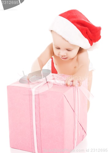 Image of santa helper baby with christmas gifts