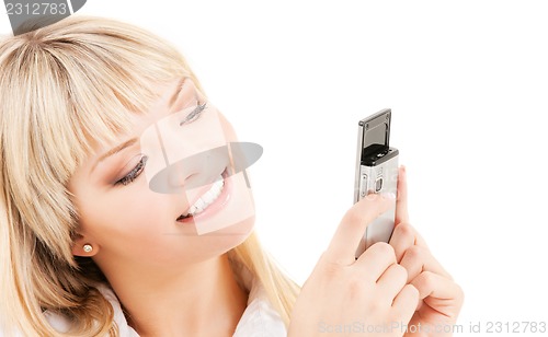 Image of happy woman with cell phone