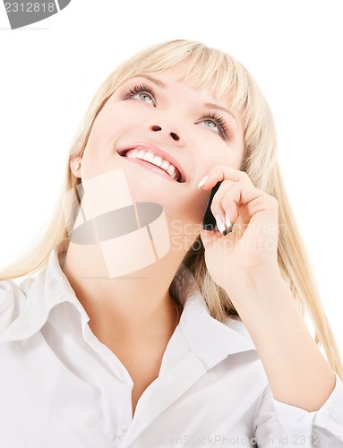 Image of happy woman with cell phone