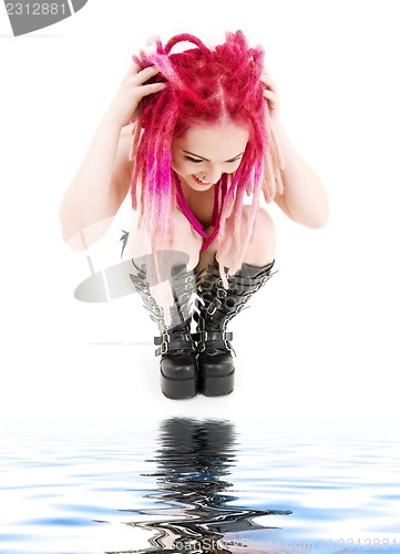 Image of pink hair girl in high boots