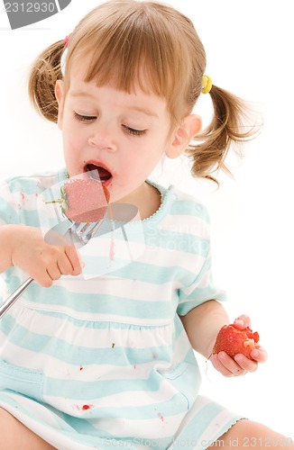 Image of little girl with strawberry