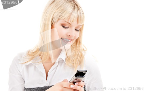 Image of happy woman with cell phone