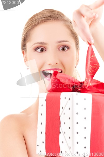 Image of happy girl with gift box