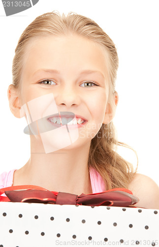 Image of happy girl with gift box