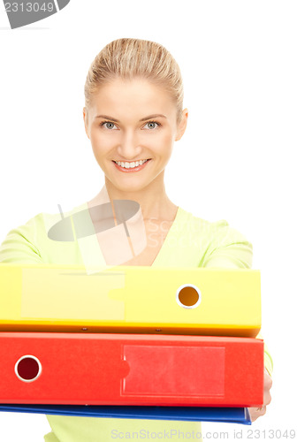 Image of businesswoman with folders