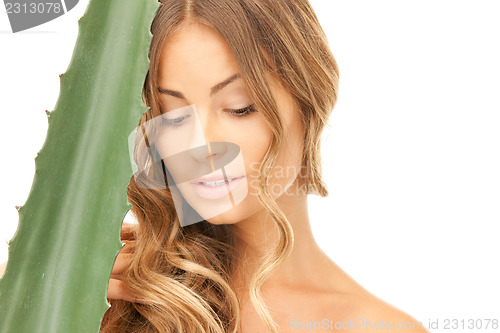 Image of lovely woman with aloe vera