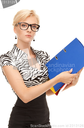Image of businesswoman with folders