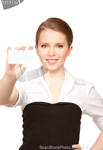 Image of woman with business card