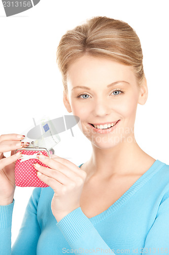 Image of lovely woman with purse and money