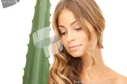 Image of lovely woman with aloe vera