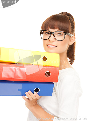 Image of businesswoman with folders
