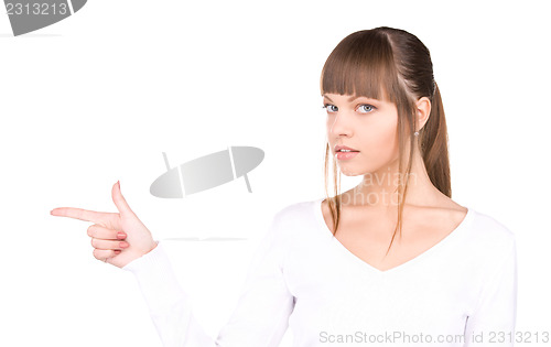 Image of businesswoman pointing her finger