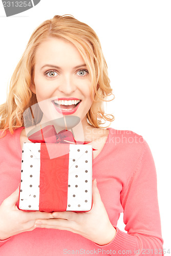 Image of happy woman with gift box