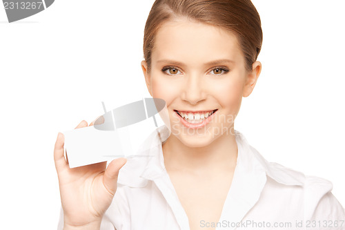 Image of woman with business card