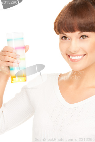 Image of lovely woman with glass of milk