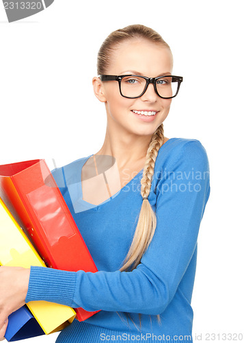 Image of businesswoman with folders