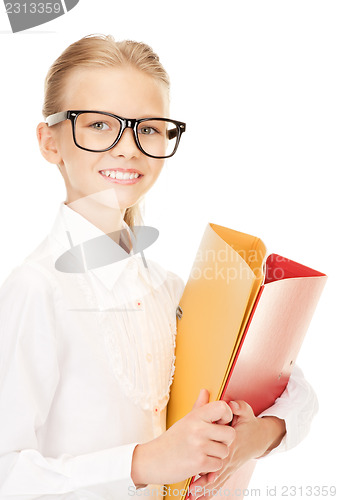 Image of elementary school student with folders