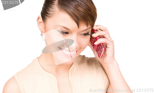 Image of happy woman with cell phone