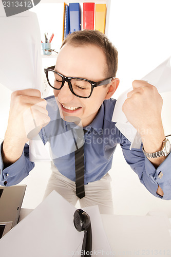 Image of funny picture of businessman in office