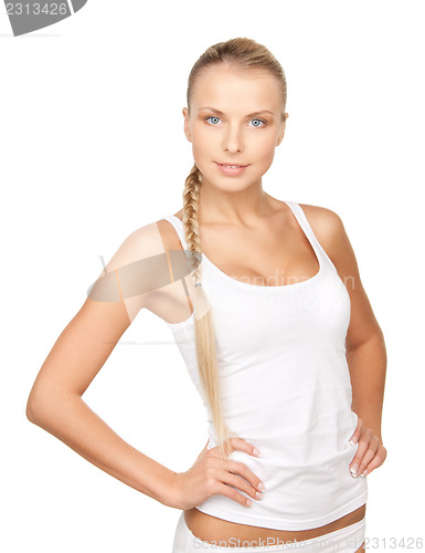 Image of lovely woman in white cotton underwear