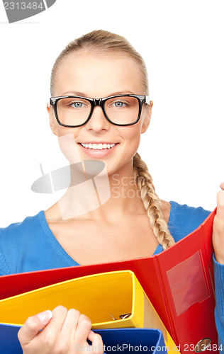 Image of businesswoman with folders