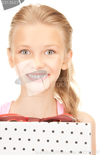 Image of happy girl with gift box