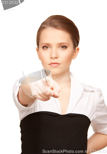 Image of businesswoman pointing her finger