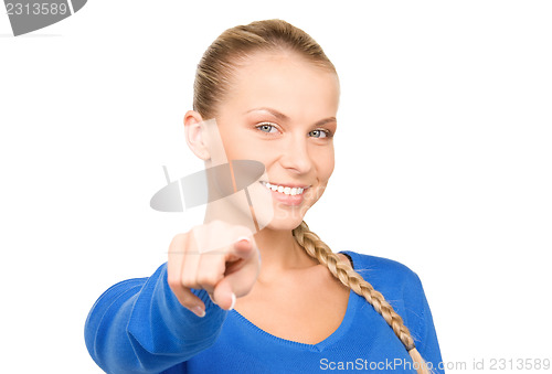 Image of businesswoman pointing her finger