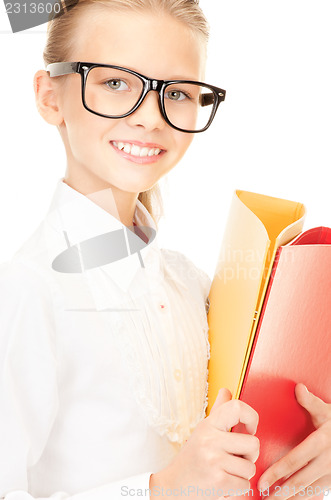 Image of elementary school student with folders
