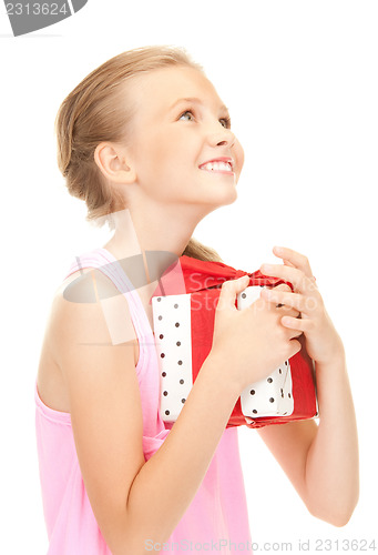 Image of happy girl with gift box
