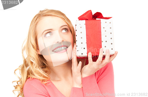 Image of happy woman with gift box