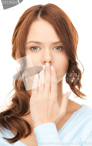 Image of hand over mouth